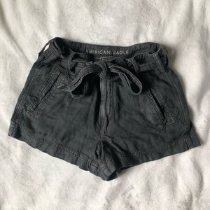 American Eagle High-Waisted Tie Waist Linen Short